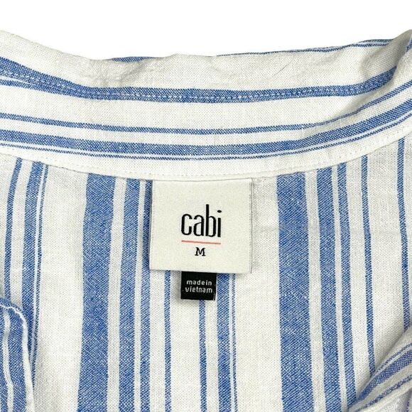 Cabi Pacific Linen Blend Striped Blouse - Picture 4 of 7